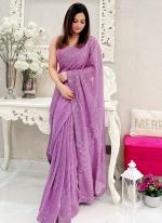 Silk Lilac Party Wear Sequins Work Saree